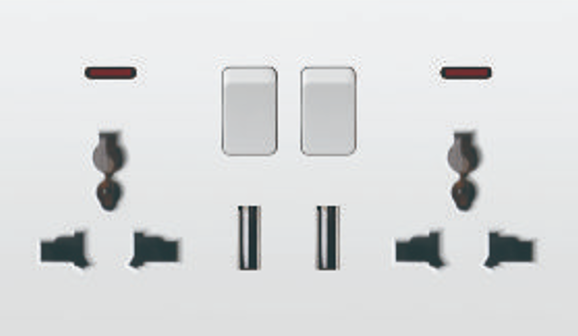 Switched Double 3 pin universal socket with 2 USB Port