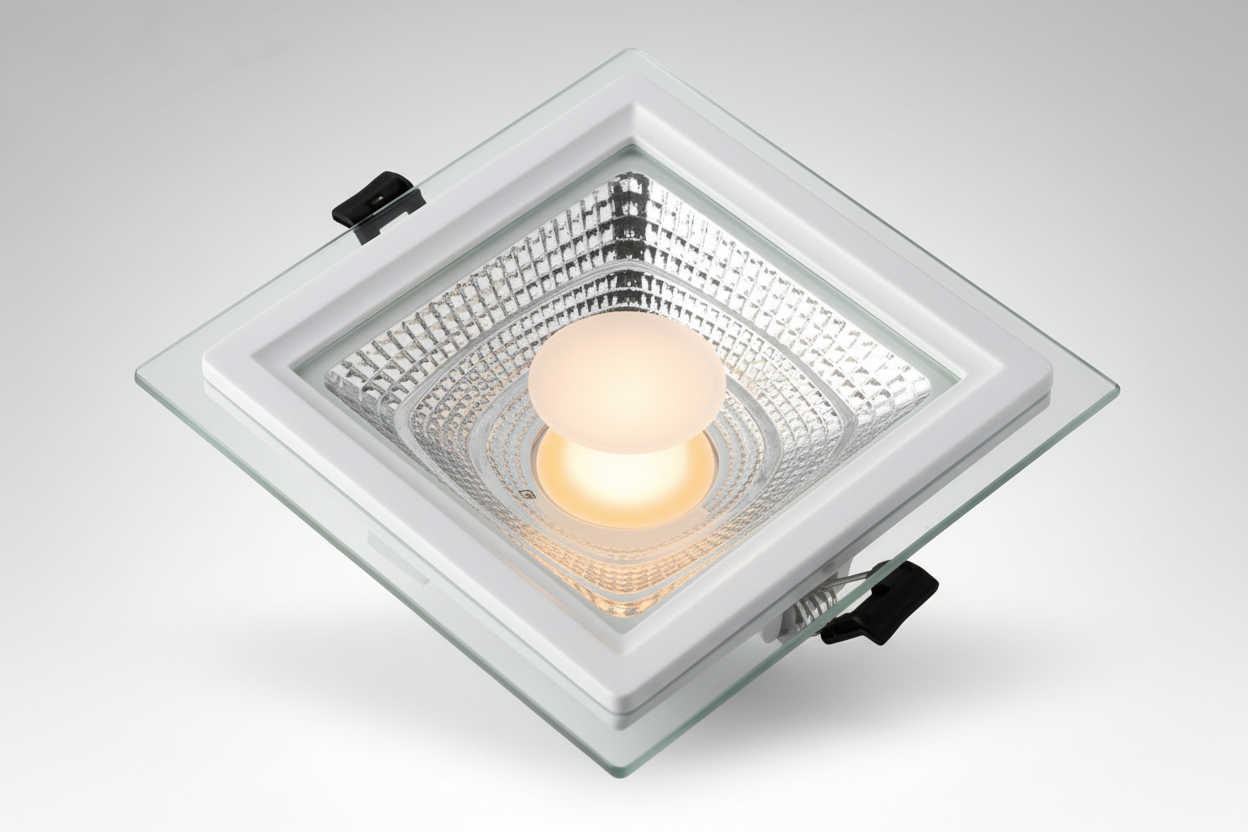 COB glass square panel light 7w