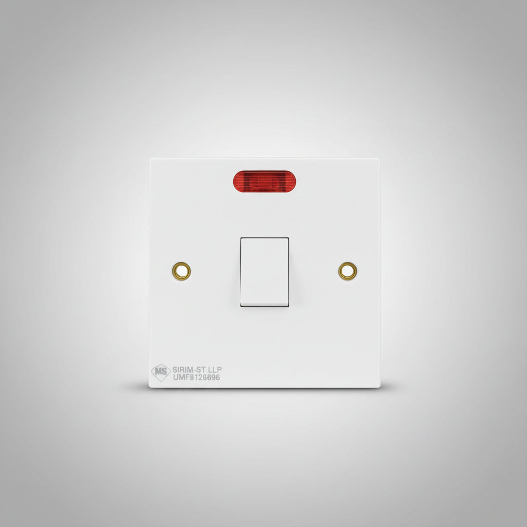 20A DP GANG FLUSH SWITCH WITH NEON Recorder (WH220)