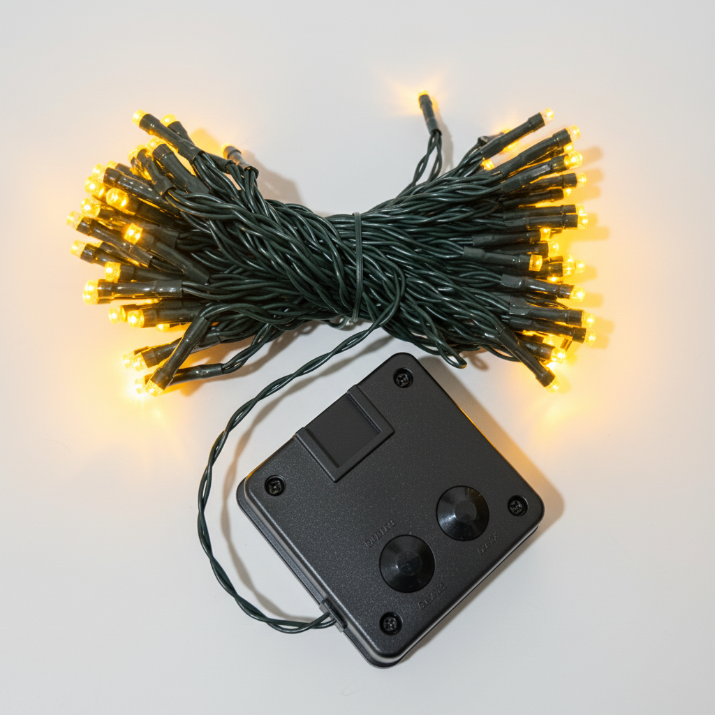 Solar-powered dark green string lights (Warm Color)