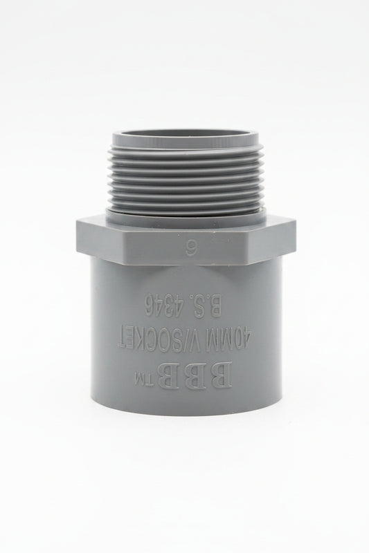 40MM GREY PVC MALE SOCKET