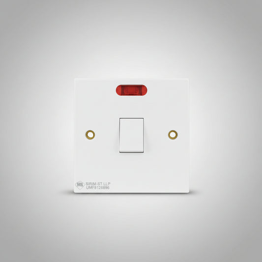 20A DP GANG FLUSH SWITCH WITH NEON Recorder (WH220)