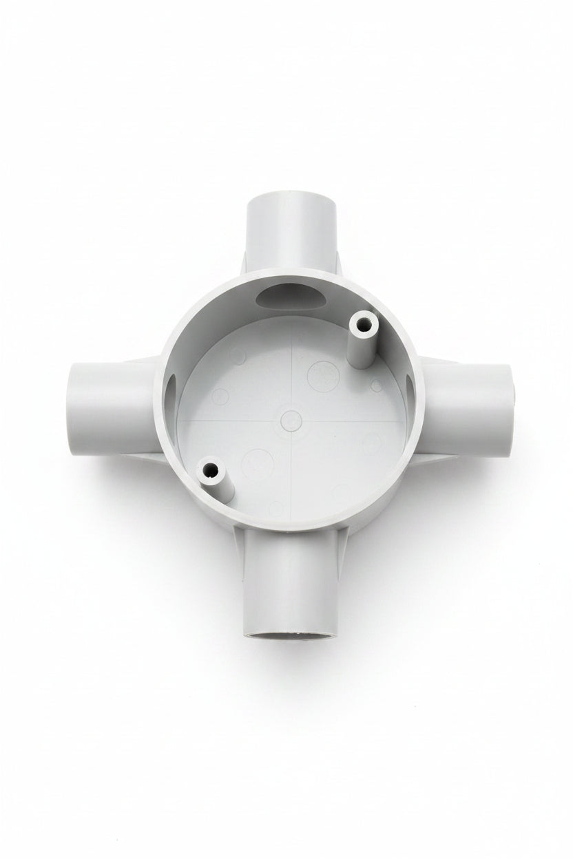 4-way PVC electrical junction box designed