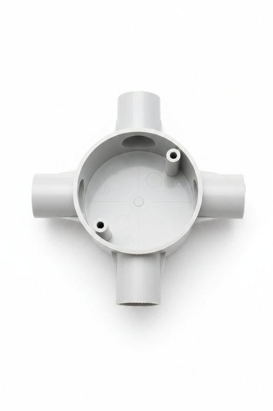 4-way PVC electrical junction box designed