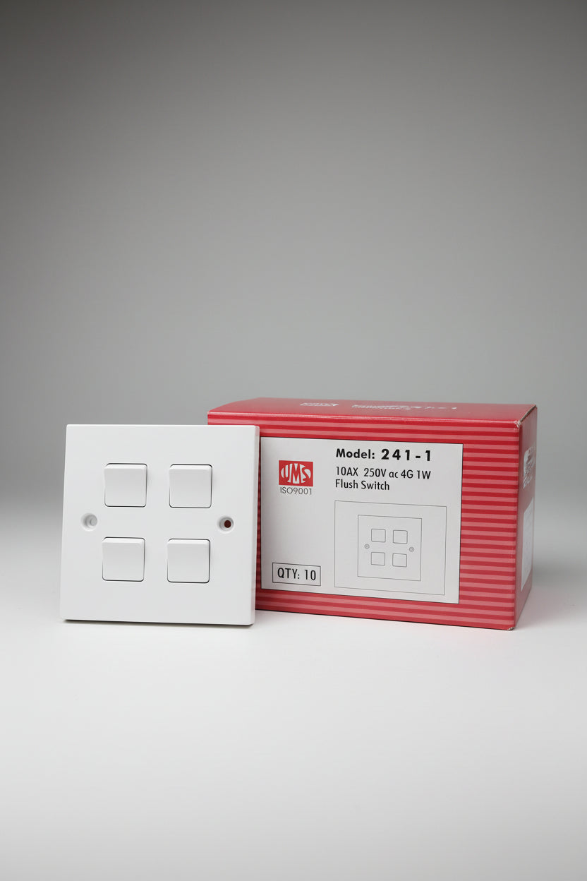 4 Gang 1 way Flush Switch 10AH 241-1