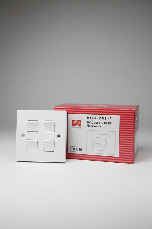 4 Gang 1 way Flush Switch 10AH 241-1