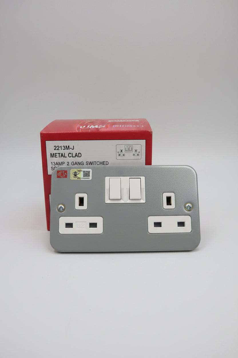 13 AMP 2 GANG SWITCH SOCKET OUTLET METAL CLAD (2213M)