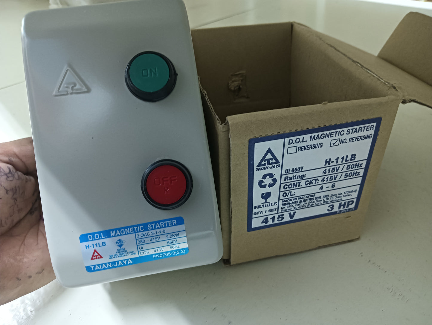 H-11LB 415V 4-6A 3HP DOL MOTOR STARTER (STEEL ENCLOSURE)(MS408)